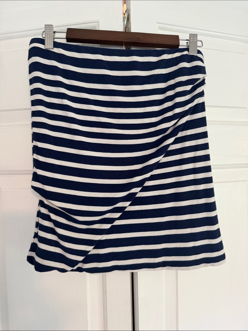 CAbi Navy & White Striped Wrap-Front Mini
